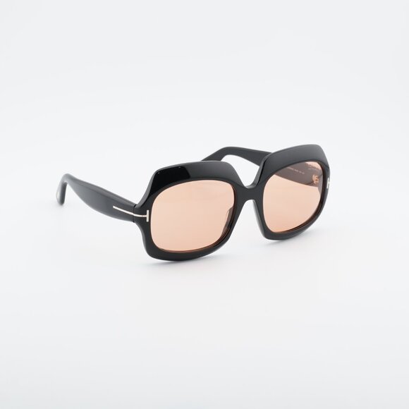 Tom Ford Ren FT1155 05E Sunglasses Black Square Frame, Brown Photochromic Lenses main image 9